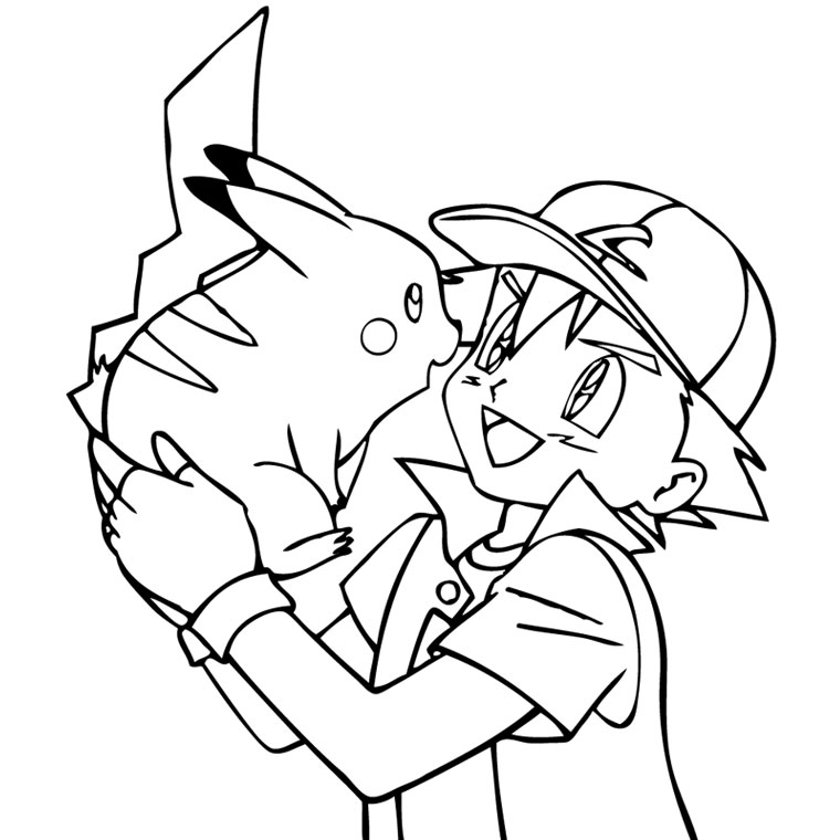 coloriage pokemon sacha et pikachu complices